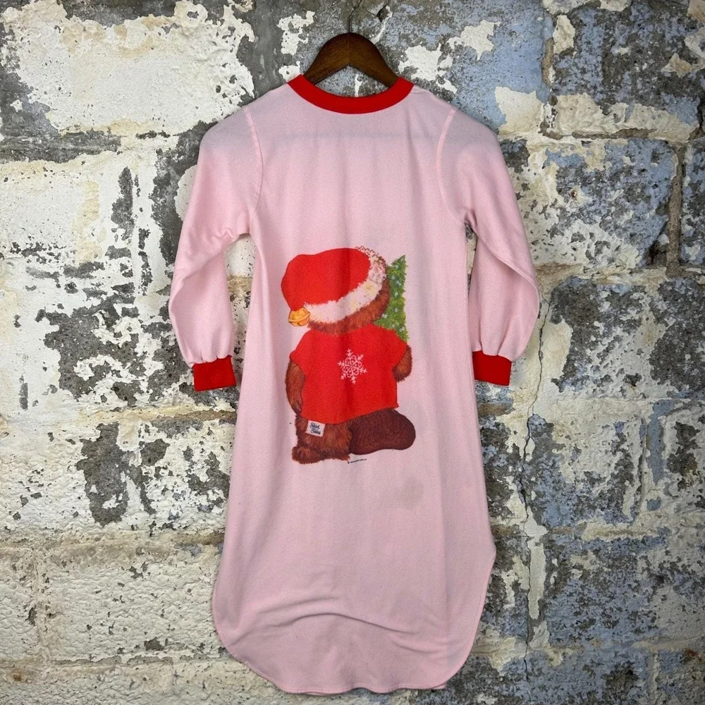 Hallmark Nightgown Kids S Pink Good Vintage 1980 Christmas Beaver Fleece